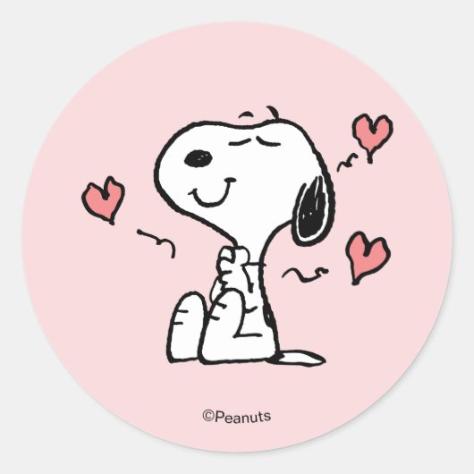 Peanuts | Snoopy Hearts Ronde Sticker (Voorkant)