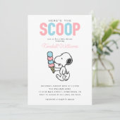 Peanuts Snoopy | Hier is de Scoop - Baby shower Kaart (Staand voorkant)