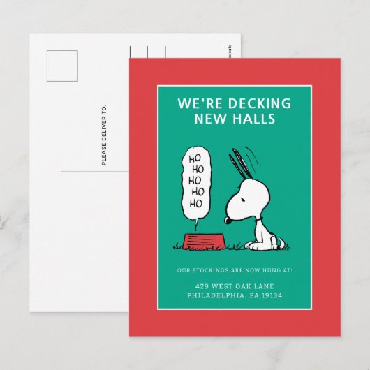 Peanuts | Snoopy Ho Ho Ho Voedsel Schaaltje Feestdagenkaart (Voorkant / Achterkant)