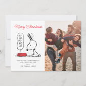 Peanuts | Snoopy Ho Ho Ho Voedsel Schaaltje Feestdagenkaart (Voorkant)