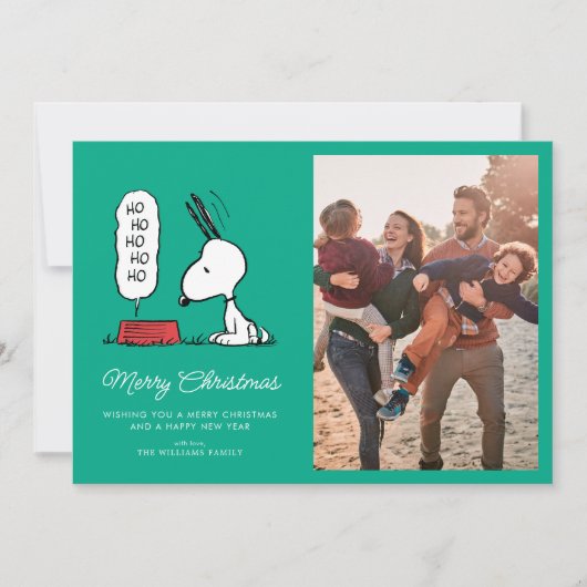Peanuts | Snoopy Ho Ho Ho Voedsel Schaaltje Feestdagenkaart (Voorkant)