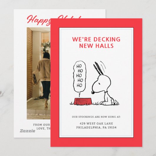 Peanuts | Snoopy Ho Ho Ho Voedsel Schaaltje Feestdagenkaart (Voorkant / Achterkant)