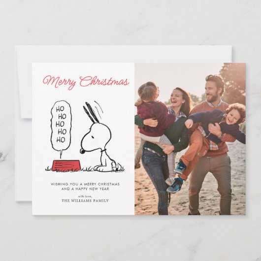 Peanuts | Snoopy Ho Ho Ho Voerbak Feestdagenkaart (Voorkant)