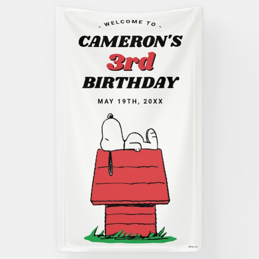 Peanuts Snoopy Hondenhok Verjaardagsbanner Spandoek (Verticaal)