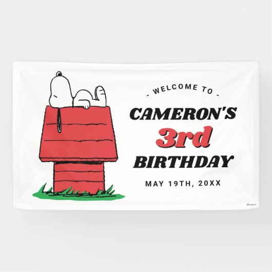 Peanuts Snoopy Hondenhok Verjaardagsbanner Spandoek (Horizontaal)