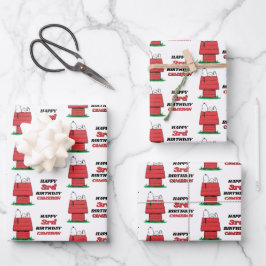 Peanuts Snoopy Hondenhok Verjaardagsverpakkings Pa Inpakpapier Vel