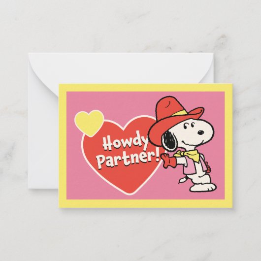Peanuts | Snoopy Howdy Valentijn Notitiekaartje (Voorkant)
