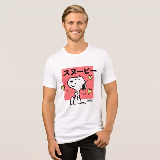 Peanuts | Snoopy Hug Hearts Tri-Blend Shirt (Voorkant volledig)