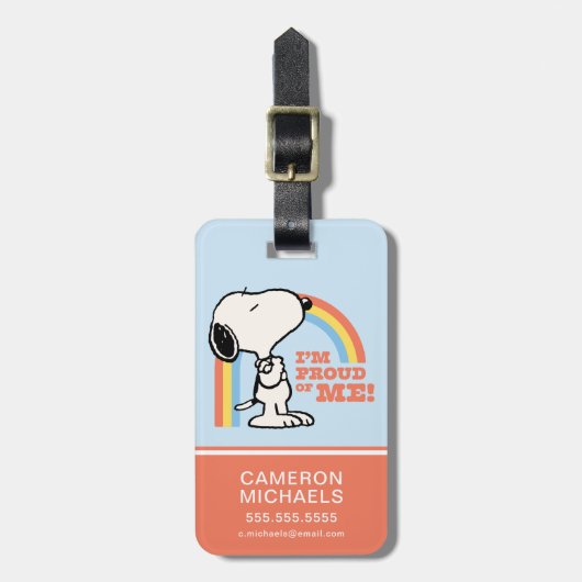 Peanuts | Snoopy Ik ben trots op me Bagagelabel (Voorkant verticaal)