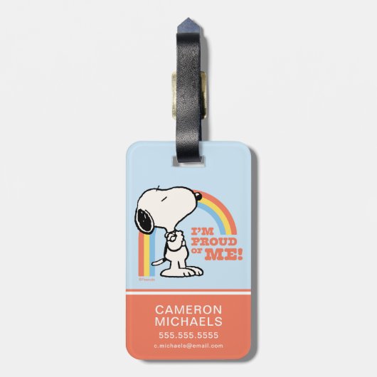 Peanuts | Snoopy Ik ben trots op me Bagagelabel (Achterkant verticaal)