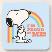 Peanuts | Snoopy Ik ben trots op me Bier Onderzetter (Voorkant)
