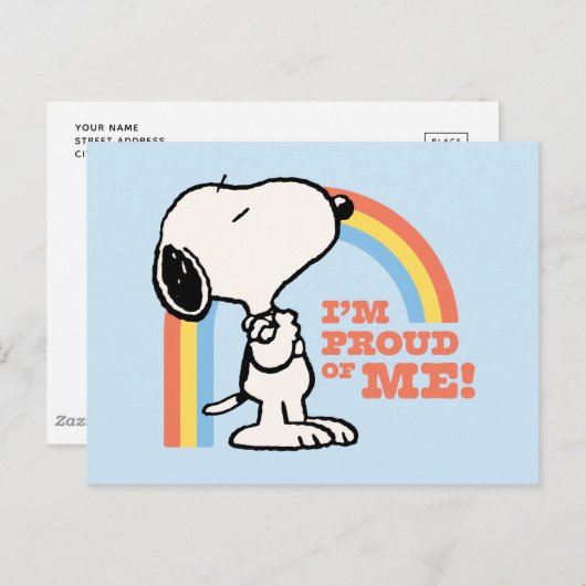 Peanuts | Snoopy Ik ben trots op me Briefkaart (Voorkant / Achterkant)