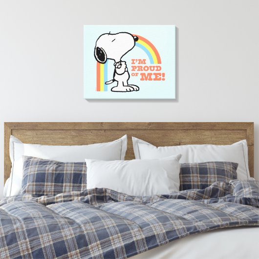 Peanuts | Snoopy Ik ben trots op me Canvas Afdruk (Insitu (Slaapkamer))