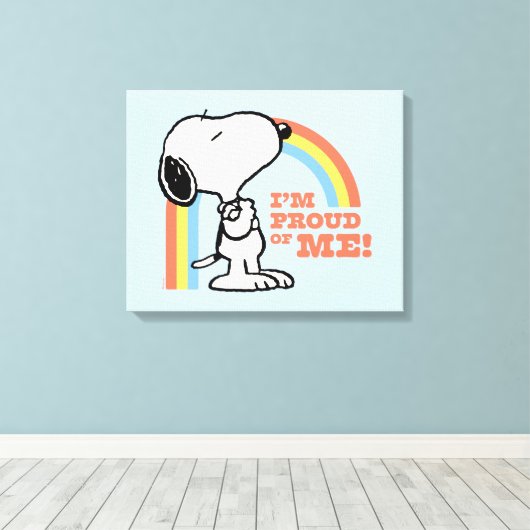 Peanuts | Snoopy Ik ben trots op me Canvas Afdruk (Insitu (Houten vloer))