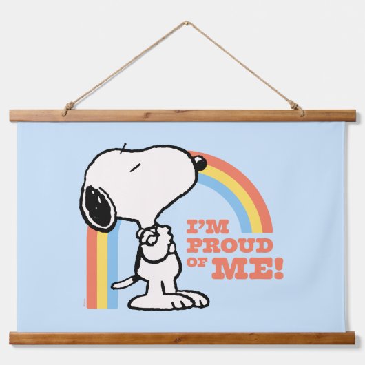 Peanuts | Snoopy Ik ben trots op me Hangend Wandkleed (Voorkant)