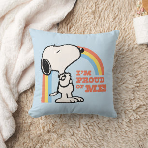 Peanuts   Snoopy Ik ben trots op me Kussen