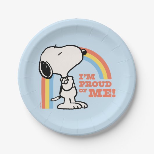 Peanuts | Snoopy Ik ben trots op me Papieren Bordje (Voorkant)