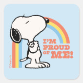 Peanuts | Snoopy Ik ben trots op me Vierkante Sticker (Voorkant)
