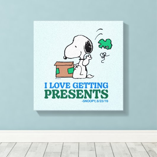 Peanuts | Snoopy Ik hou van het krijgen van Cadeau Canvas Afdruk (Insitu (Houten vloer))