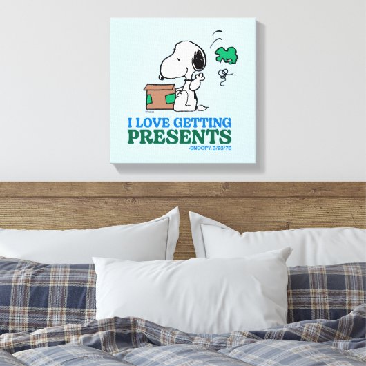 Peanuts | Snoopy Ik hou van het krijgen van Cadeau Canvas Afdruk (Insitu (Slaapkamer))