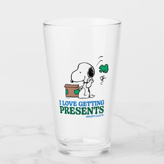 Peanuts | Snoopy Ik hou van het krijgen van Cadeau Glas (Voorkant)