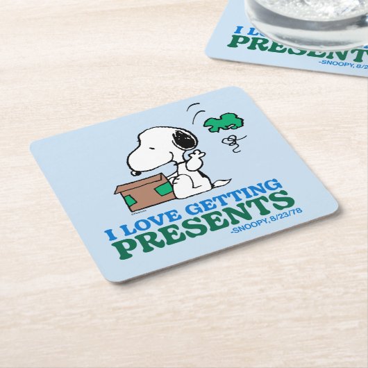 Peanuts | Snoopy Ik hou van het krijgen van Cadeau Kartonnen Onderzetters (Schuin)
