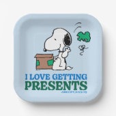 Peanuts | Snoopy Ik hou van het krijgen van Cadeau Papieren Bordje (Voorkant)