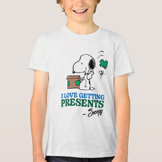 Peanuts | Snoopy Ik hou van het krijgen van Cadeau Tri-Blend Shirt (Voorkant)