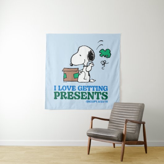 Peanuts | Snoopy Ik hou van het krijgen van Cadeau Wandkleed (In situ)