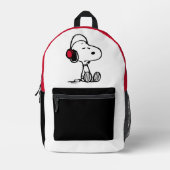 Peanuts | Snoopy in headsets Bedrukte Rugzak (Voorkant)