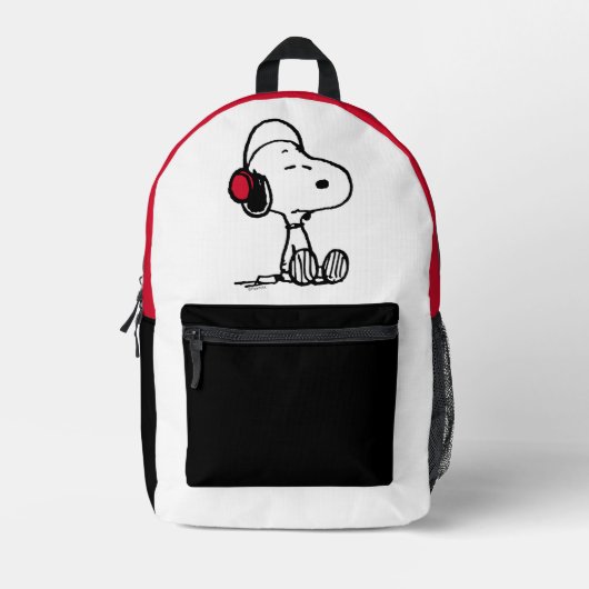 Peanuts | Snoopy in headsets Bedrukte Rugzak (Voorkant)