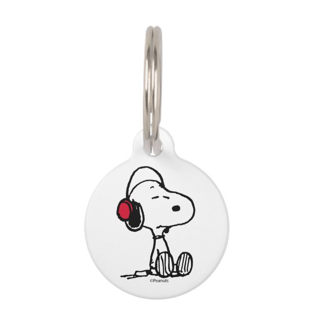 Peanuts | Snoopy in headsets Huisdierpenning (Voorkant)