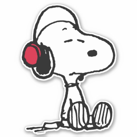 Peanuts | Snoopy in headsets Sticker (Voorkant)
