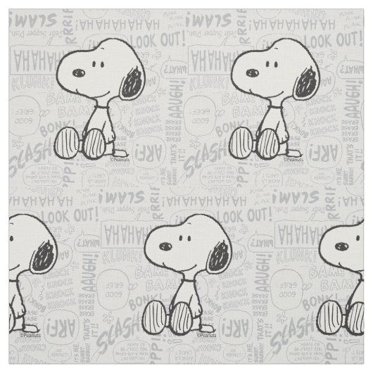 PEANUTS | Snoopy in zwart-wit strips Stof (Swatch)