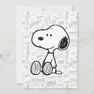 PEANUTS   Snoopy in Zwart Witte Strips Kaart