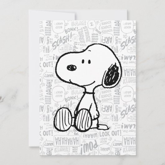 PEANUTS | Snoopy in Zwart Witte Strips Kaart (Voorkant)