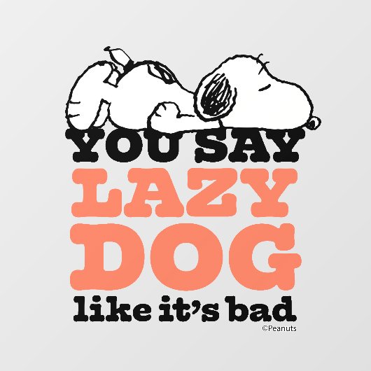Peanuts | Snoopy je zegt luie hond alsof het slech Raamsticker (Vel)