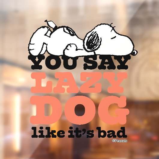 Peanuts | Snoopy je zegt luie hond alsof het slech Raamsticker (Vel 2)
