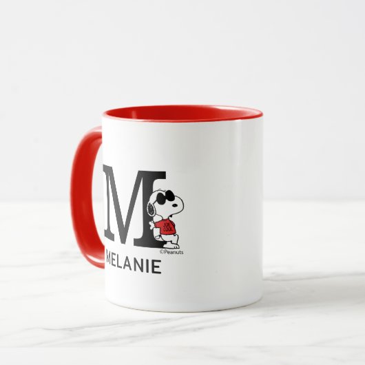 Peanuts | Snoopy "Joe Cool" | Naam & Monogram M Mok (Voorkant links)