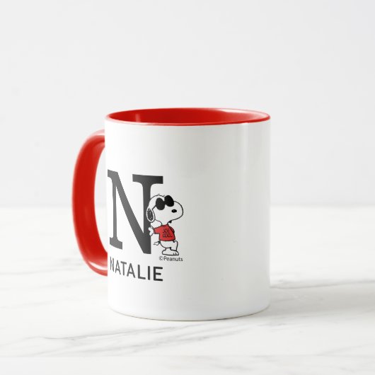 Peanuts | Snoopy "Joe Cool" | Naam & Monogram N Mok (Voorkant links)