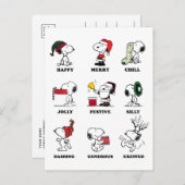 Peanuts | Snoopy Kerst Vakantie Stemmingen Feestdagenkaart (Voorkant / Achterkant)