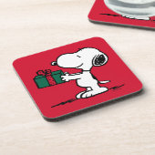 Peanuts | Snoopy Kerstcadeau Giver Bier Onderzetter (Linkerzijde)