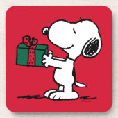 Peanuts | Snoopy Kerstcadeau Giver Bier Onderzetter (Voorkant)