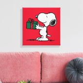 Peanuts | Snoopy Kerstcadeau Giver Canvas Afdruk (Insitu (Woonkamer))
