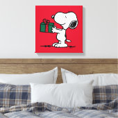 Peanuts | Snoopy Kerstcadeau Giver Canvas Afdruk (Insitu (Slaapkamer))
