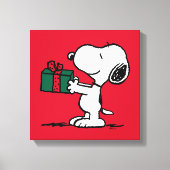 Peanuts | Snoopy Kerstcadeau Giver Canvas Afdruk (Voorkant)