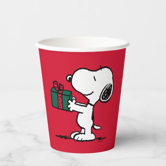 Peanuts | Snoopy Kerstcadeau Giver Papieren Bekers (Voorkant)