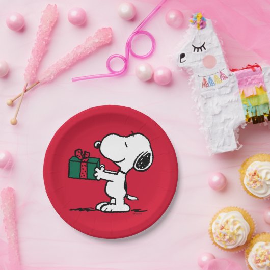 Peanuts | Snoopy Kerstcadeau Giver Papieren Bordje (Feest)