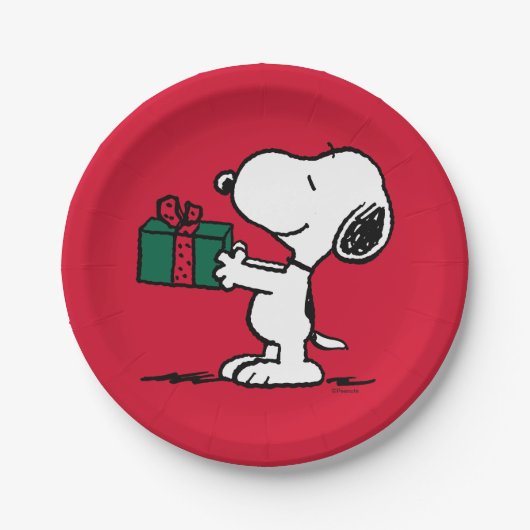 Peanuts | Snoopy Kerstcadeau Giver Papieren Bordje (Voorkant)