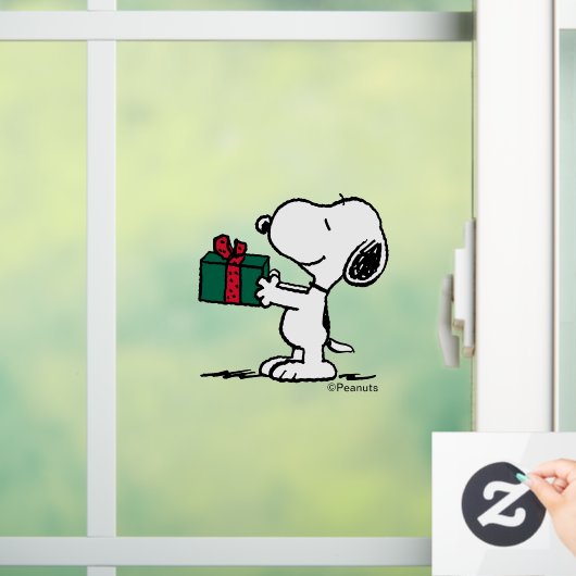 Peanuts | Snoopy Kerstcadeau Giver Raamsticker (Huis)